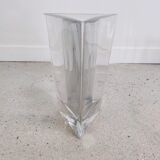 Triangular vase in thick transparent glass H:30cm