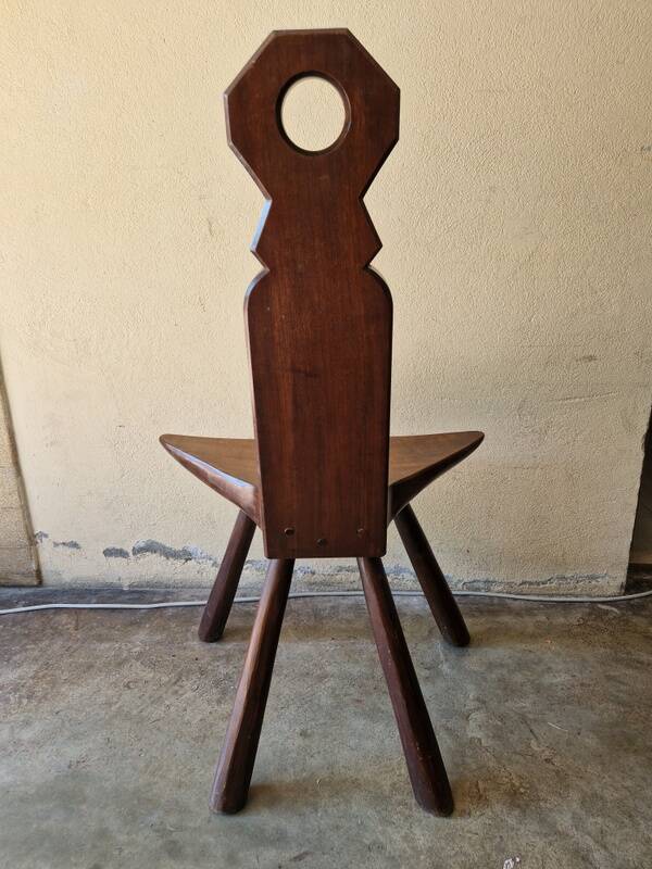 Stool Chair - 20th Century Brutalist Work - Stained Walnut