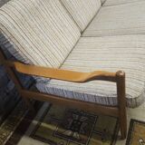 Canapé scandinave 3 places tissu bouclette 1960