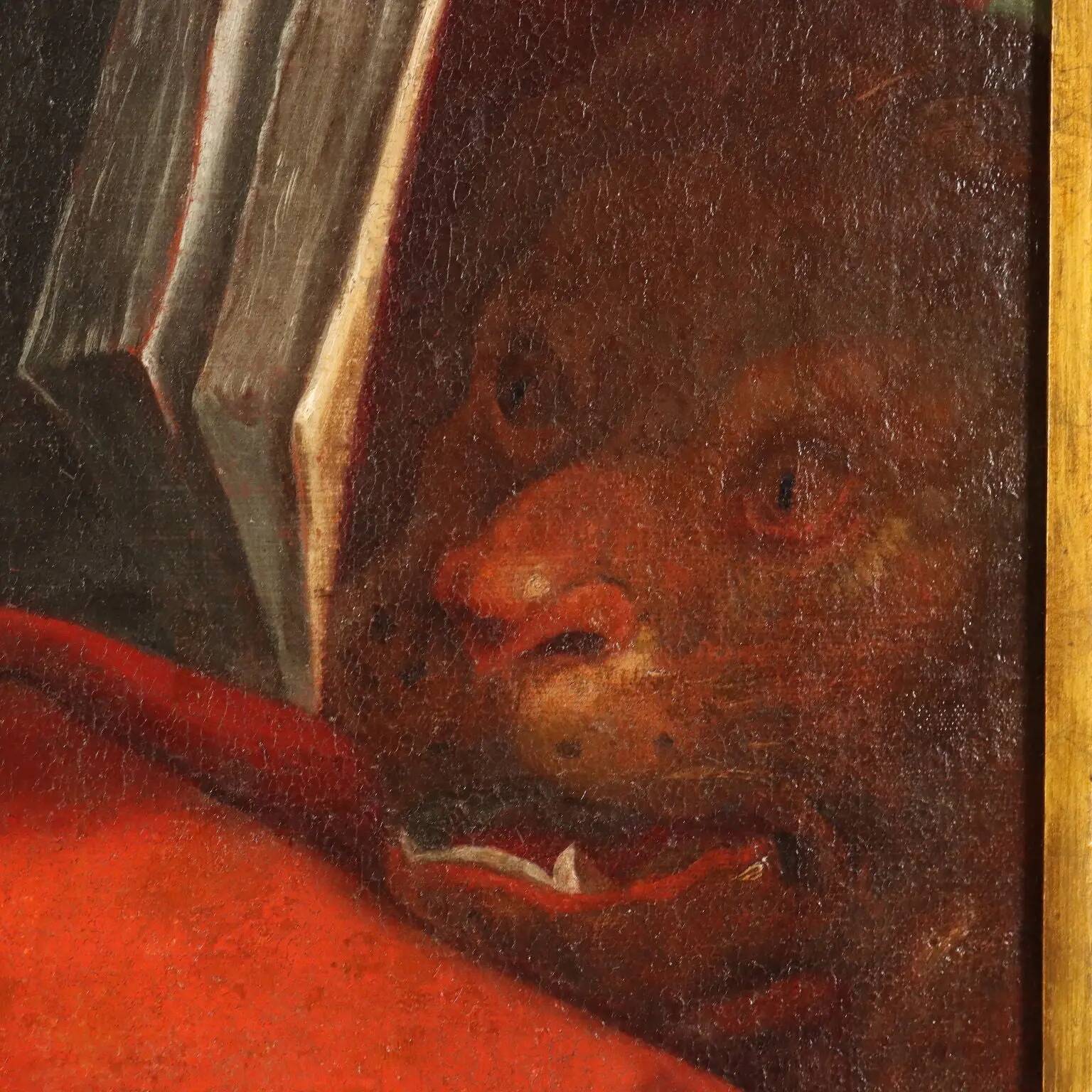 Ancient painting of Saint Jerome, oil on canvas, Italy 17th century.