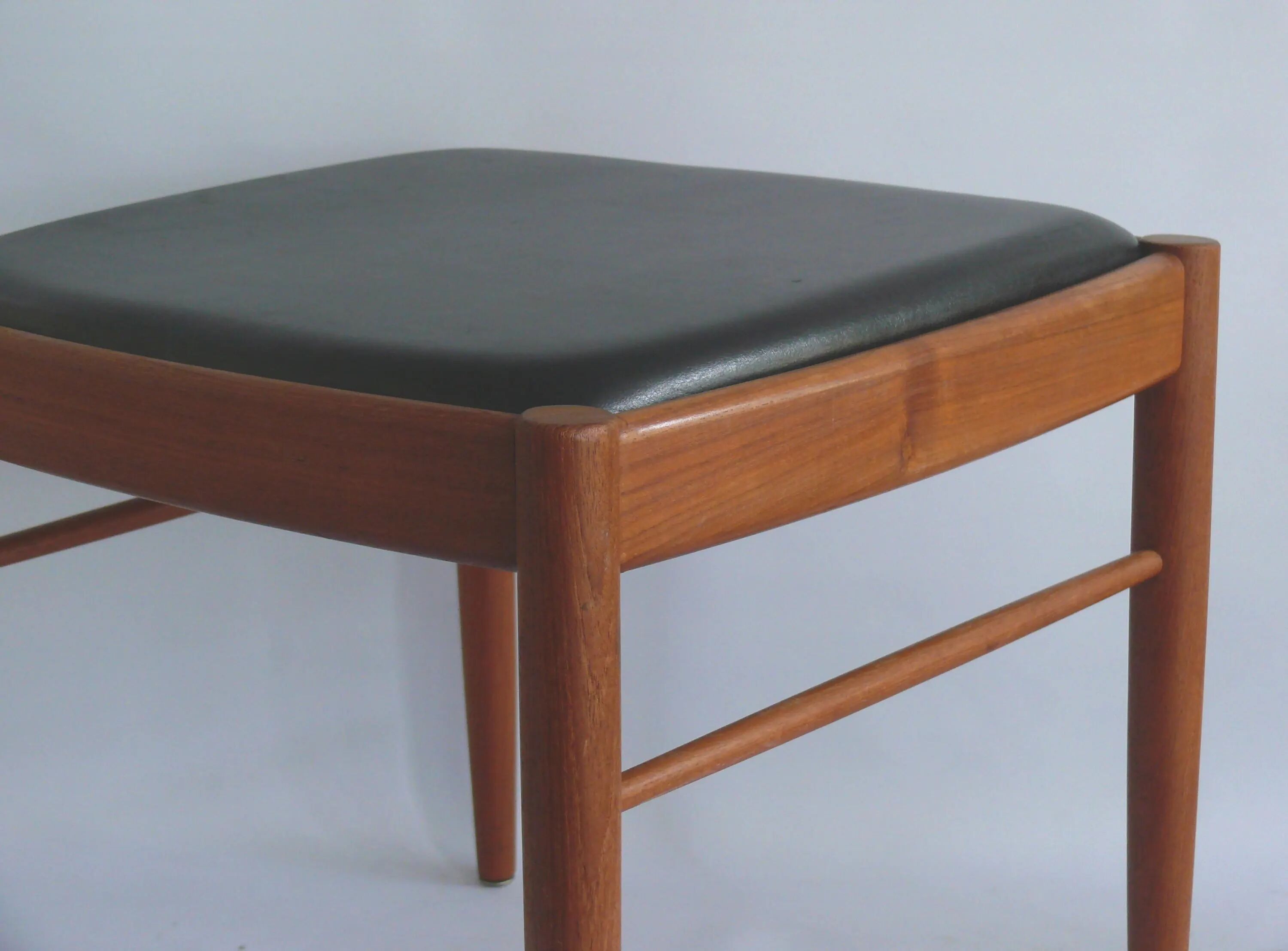 Ottoman - Stool, Teak - Artificial Leather, H.W. Klein for Bramin, Denmark - 1960s