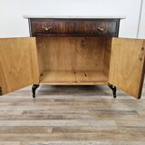 Mahogany burl dressing table with white marble top