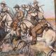Pastel painting of a horseman scene