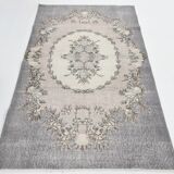 3x6 Gray & Cream Oriental Turkish Vintage Rug, 110x192Cm
