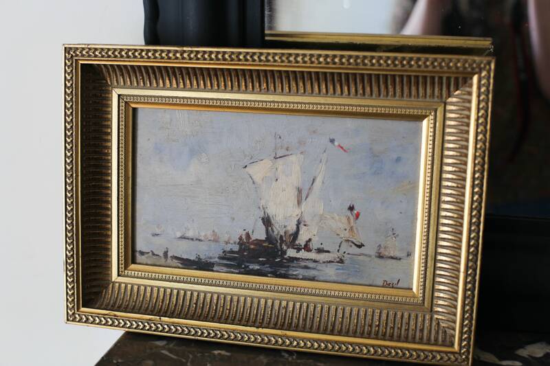 Bazil (20th century) oil on panel 'French boats setting out to sea'