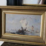 Bazil (20th century) oil on panel 'French boats setting out to sea'