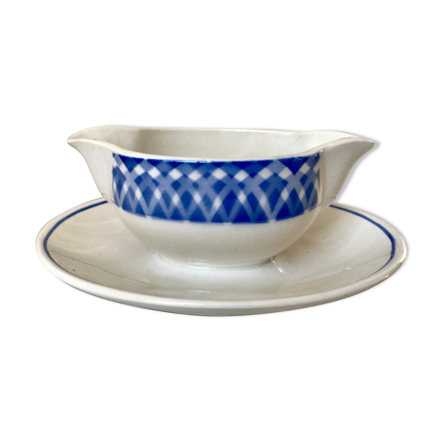 Saucière Digoin Sarreguemines blue 30s