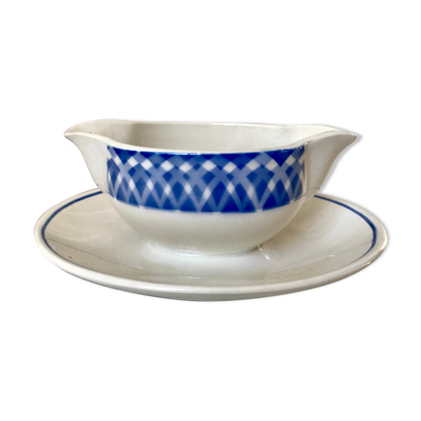 Saucière Digoin Sarreguemines bleue années 30