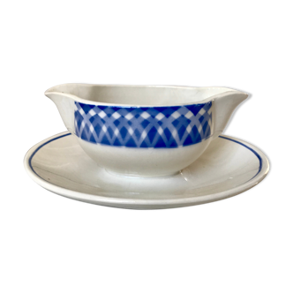 Saucière Digoin Sarreguemines blue 30s