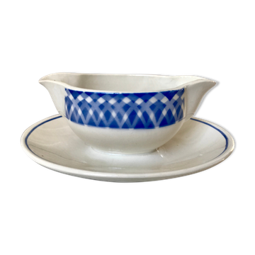 Saucière Digoin Sarreguemines blue 30s