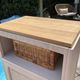 Beautiful art deco jam cupboard in delicate beige tone / and wicker basket