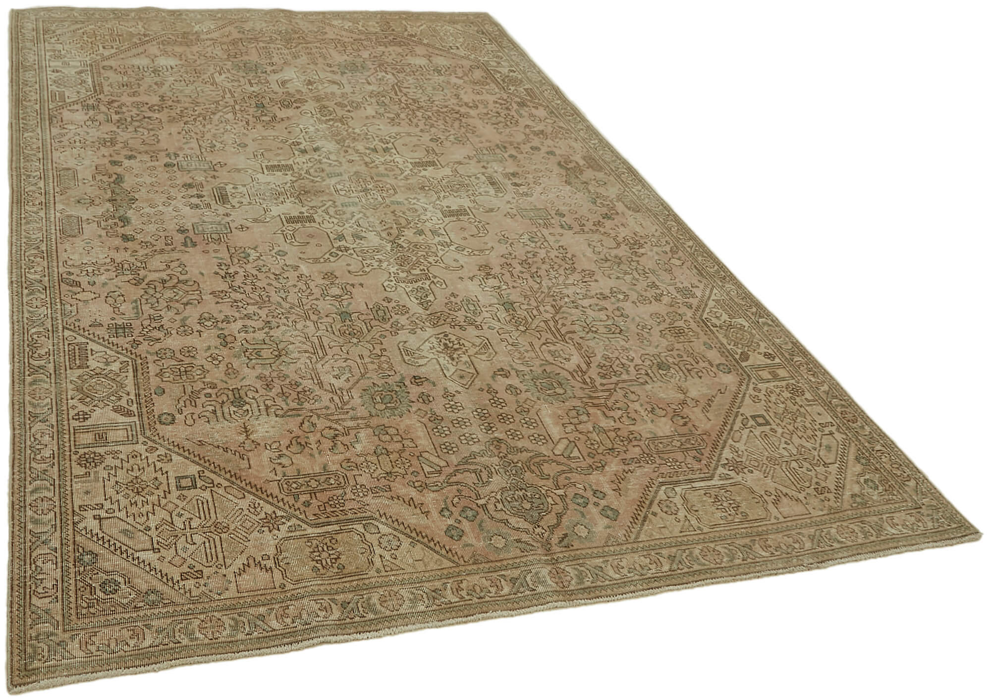 Hand-Knotted Persian One of a Kind 1970s 190 cm x 289 cm Beige Wool Carpet