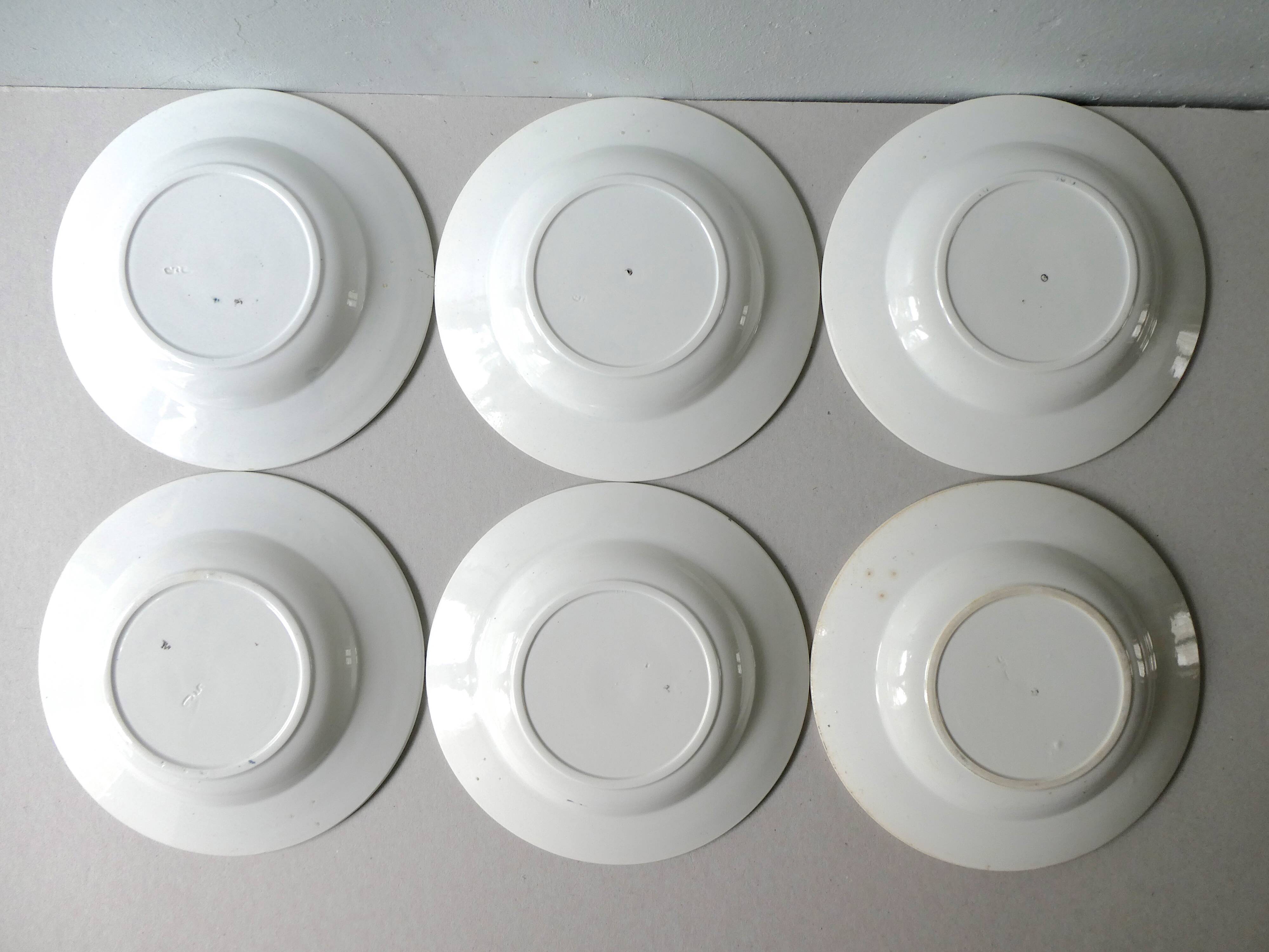 Set of 6 hollow plates, floral decor blue/green