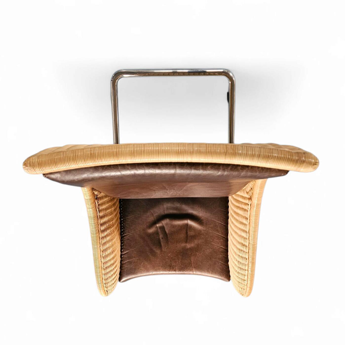 2 x Weighty rattan lounge chair / brown leather 1990s  Very good condition