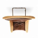 2 x Weighty rattan lounge chair / brown leather 1990s  Very good condition