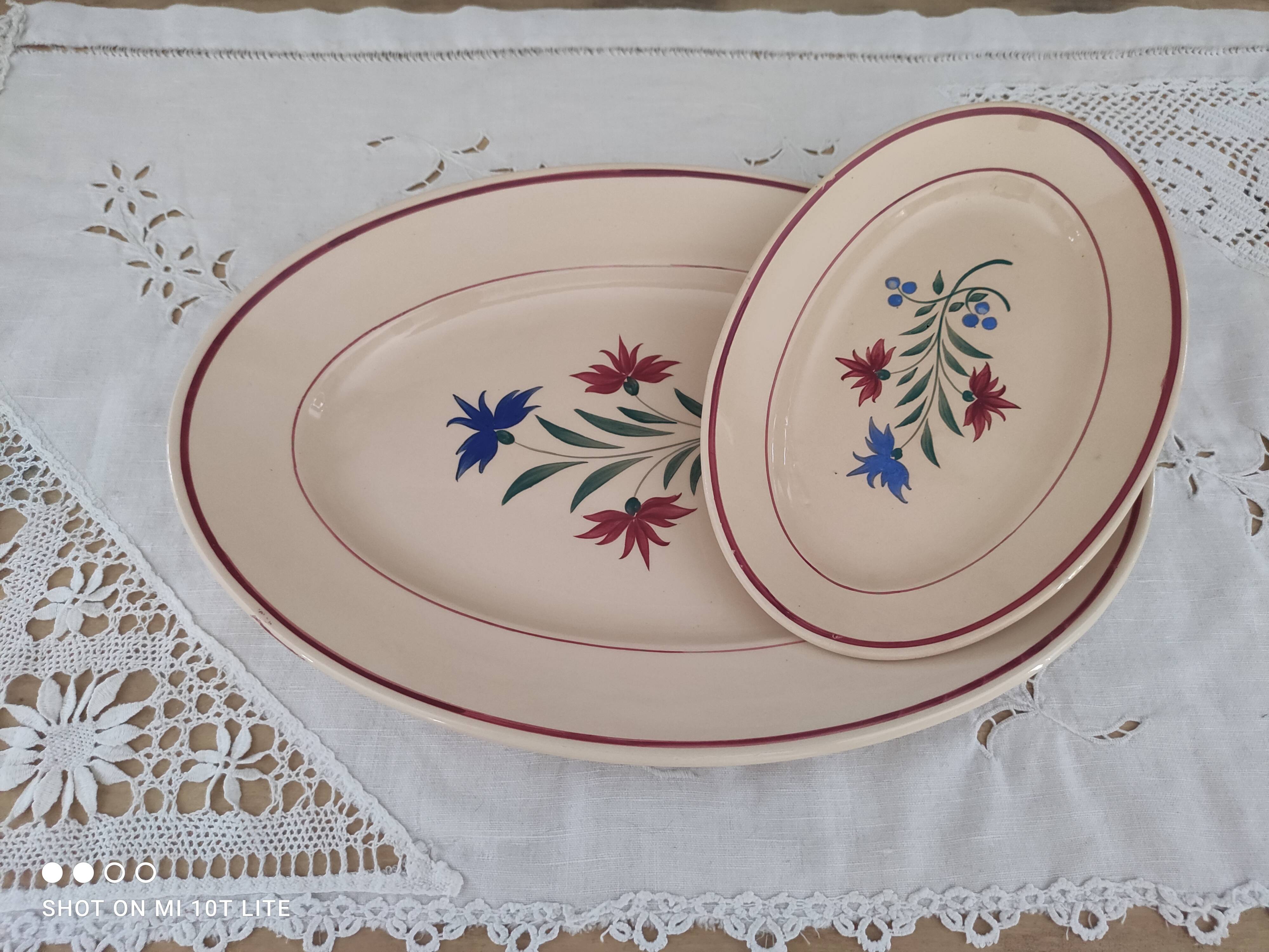 Set of 2 oval dishes trundles 30s earthenware K&G Lunéville model Denise