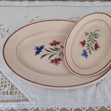 Set of 2 oval dishes trundles 30s earthenware K&G Lunéville model Denise