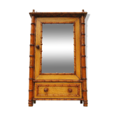 Vintage bamboo doll cabinet varnished wood