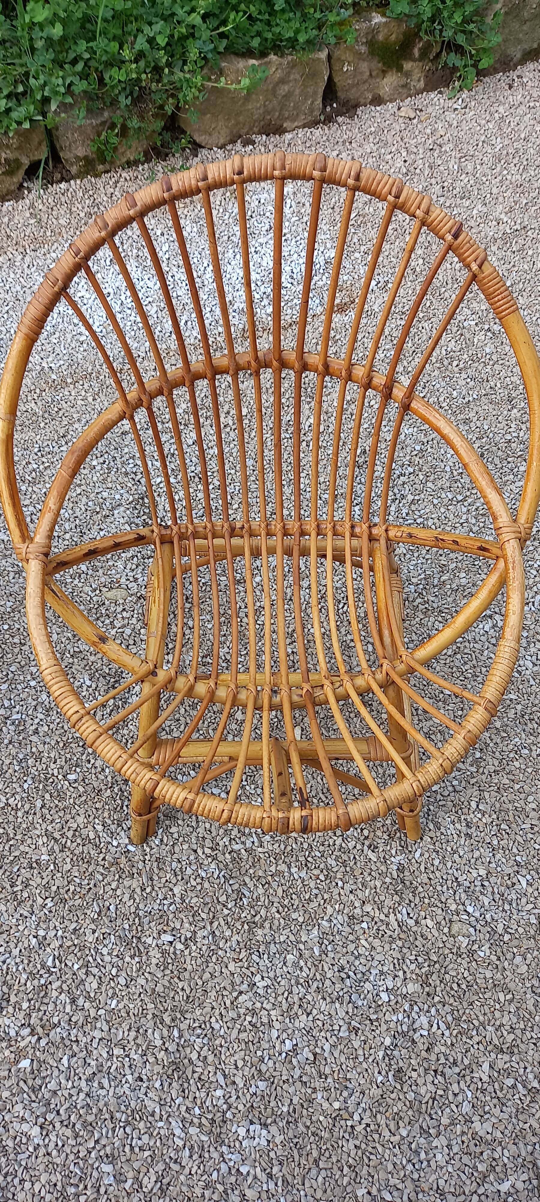 Pair of rattan basket armchairs 60s