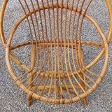 Pair of rattan basket armchairs 60s