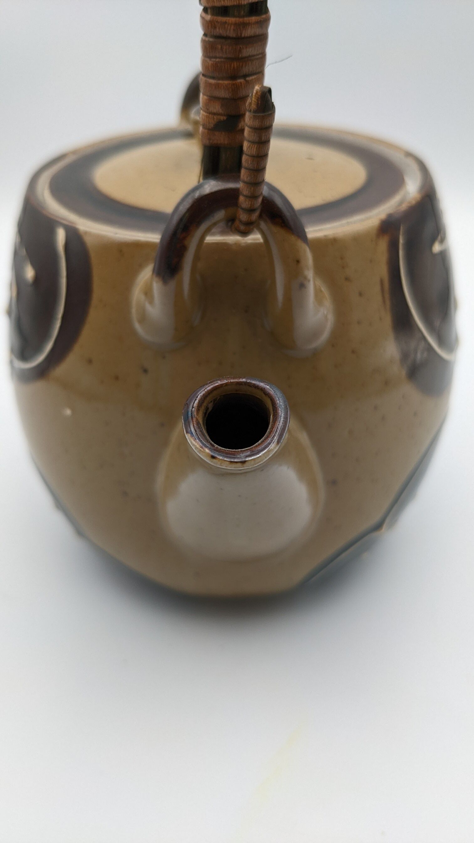 Tea set japan asia glazed stoneware decoration flower wicker handle