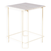 Table d'appoint en métal beige et plateau en travertin, années 1980