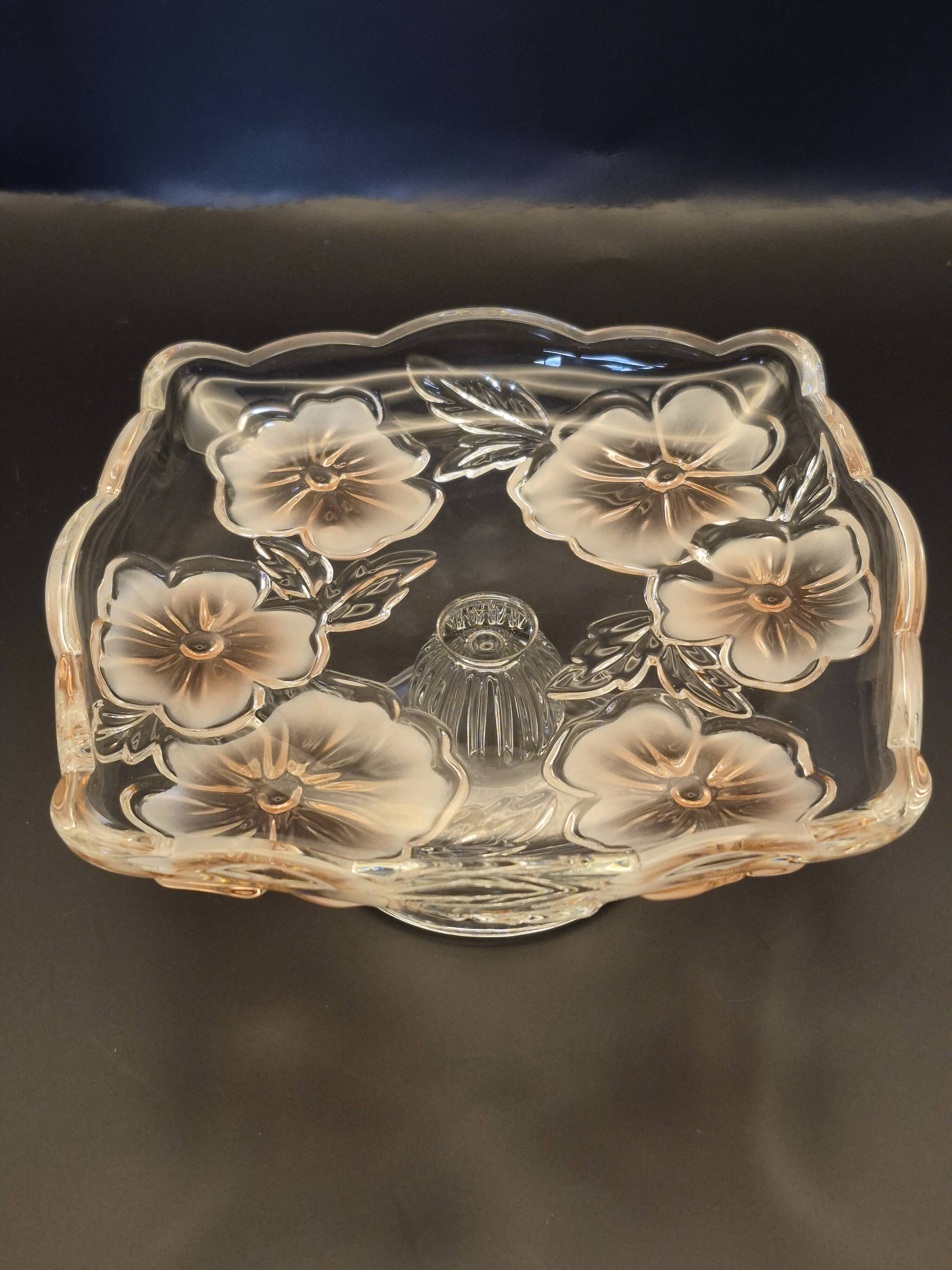 Vintage glass display stand "Pansy Bouquet Pink" — Studio Nova by Mikasa