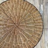 Round rattan coffee table double floor 60s