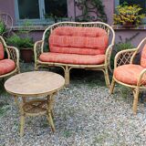 Lounge in rattan and bamboo