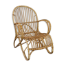 Belse 8 armchair in patinated rattan, Dutch Design, 1950