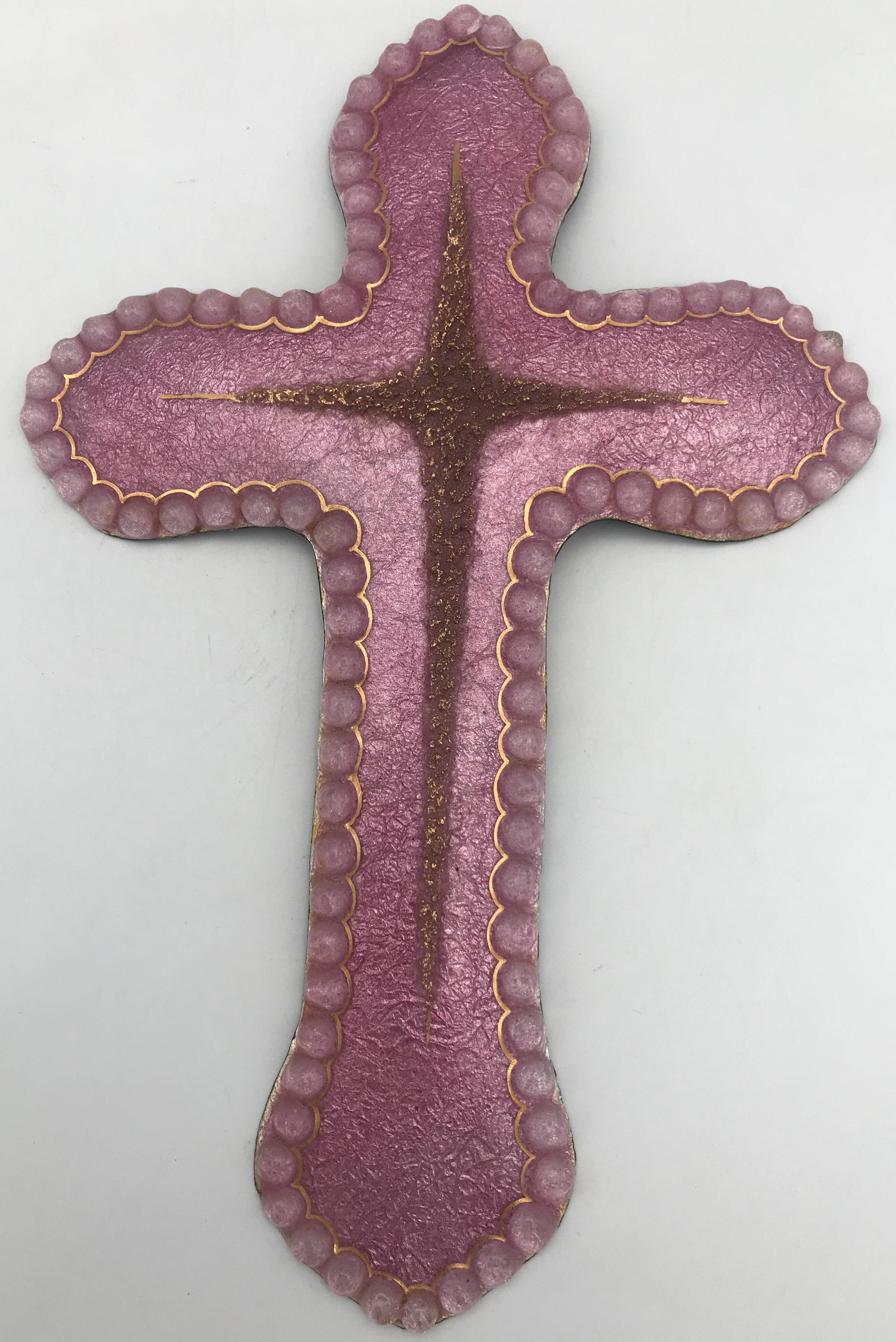 Religious wall cross in artistic enamel on silver signed P.BONNET, Limoges