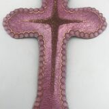 Religious wall cross in artistic enamel on silver signed P.BONNET, Limoges