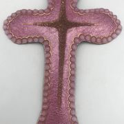 CROIX religieuse murale en émaux d’art sur argent signé P.BONNET, Limoges