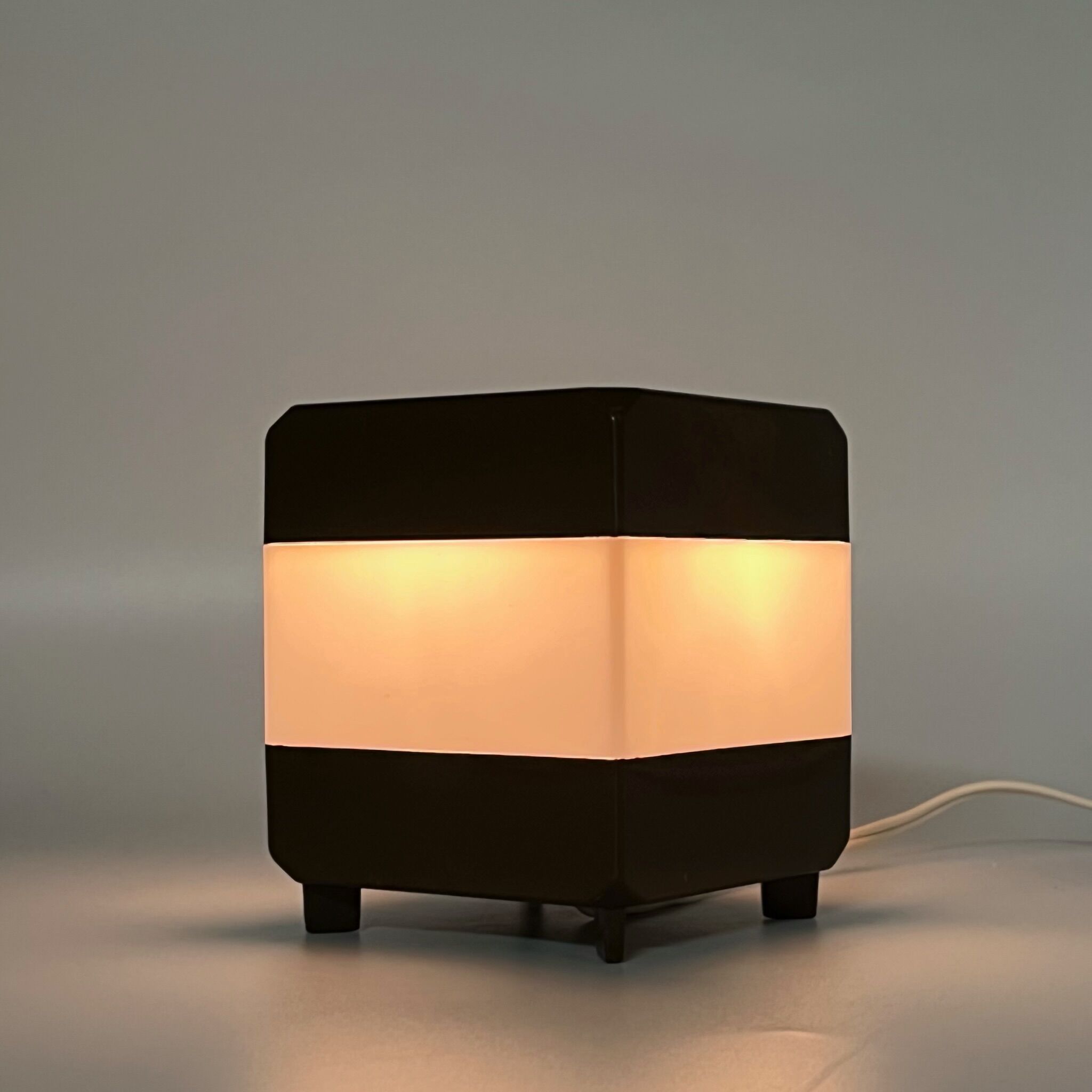 Side table lamp - space age night lamp - plastic cube nostalgic decor