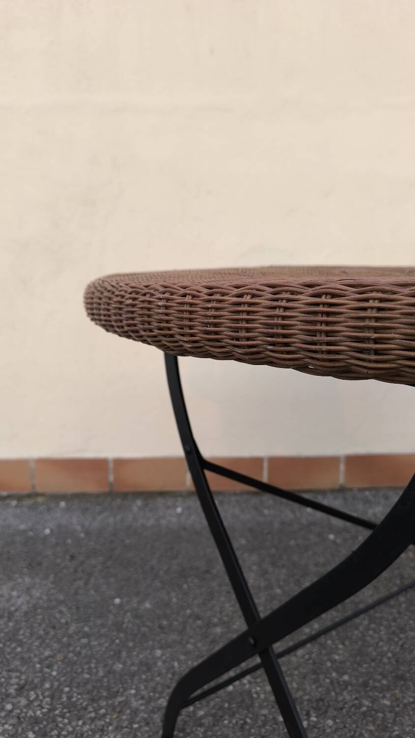 Wicker and wrought iron table 1960