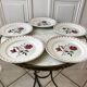 Set of 5 flat plates Badonviller with flowers 30s