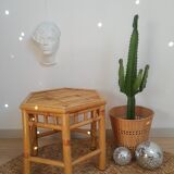 Hexagonal bamboo side table - vintage