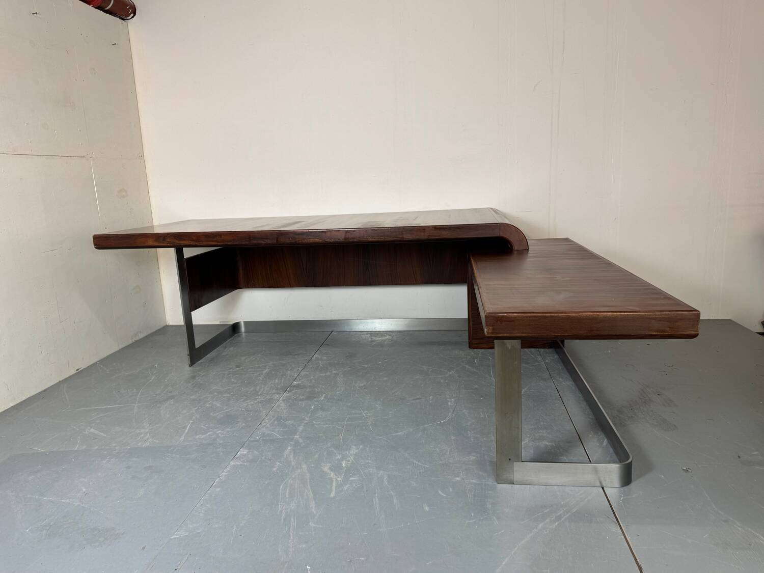 Vintage Danish design mid century wood steel Sibast executive desk