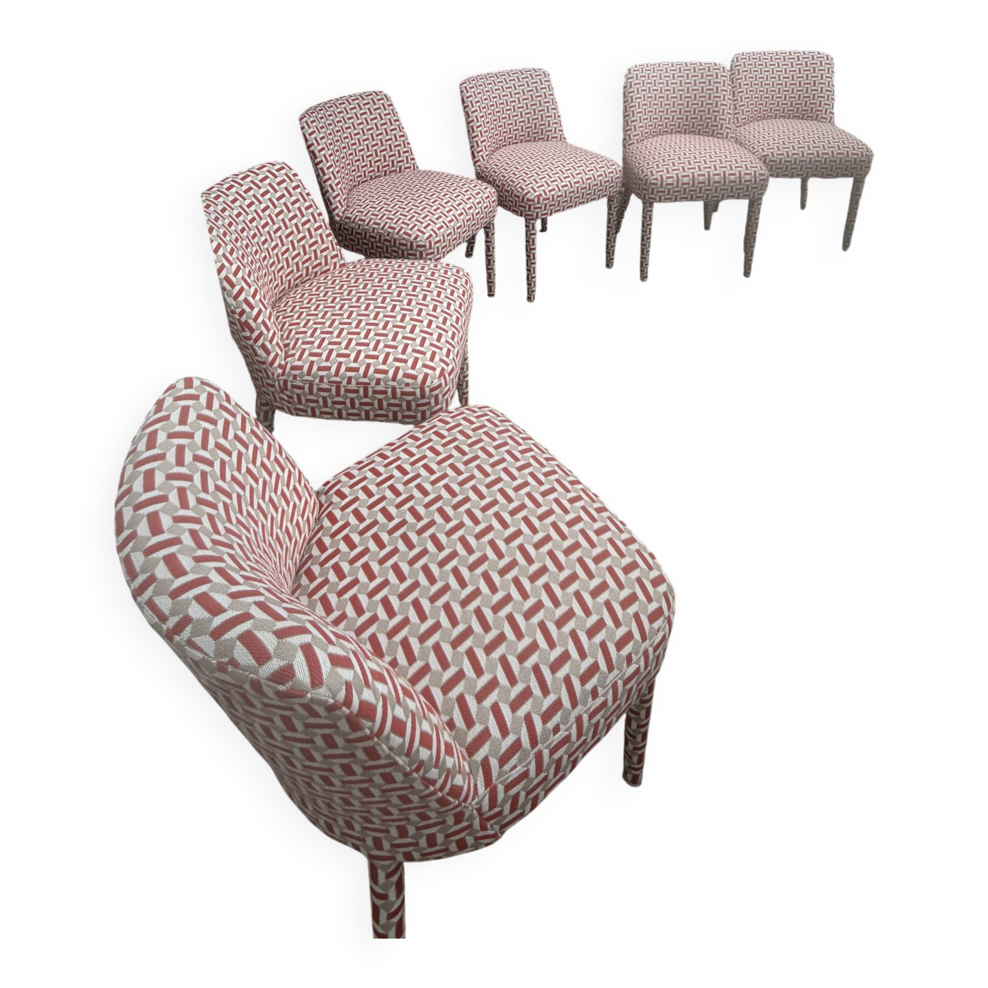 6 chairs from the PH collection model Ellena in Elitis fabric, in impeccable condition.