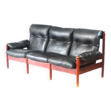 Canapé vintage en cuir scandinave vintage