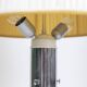 White glass lamp decorated with a brown and yellow spiral, 1970s
