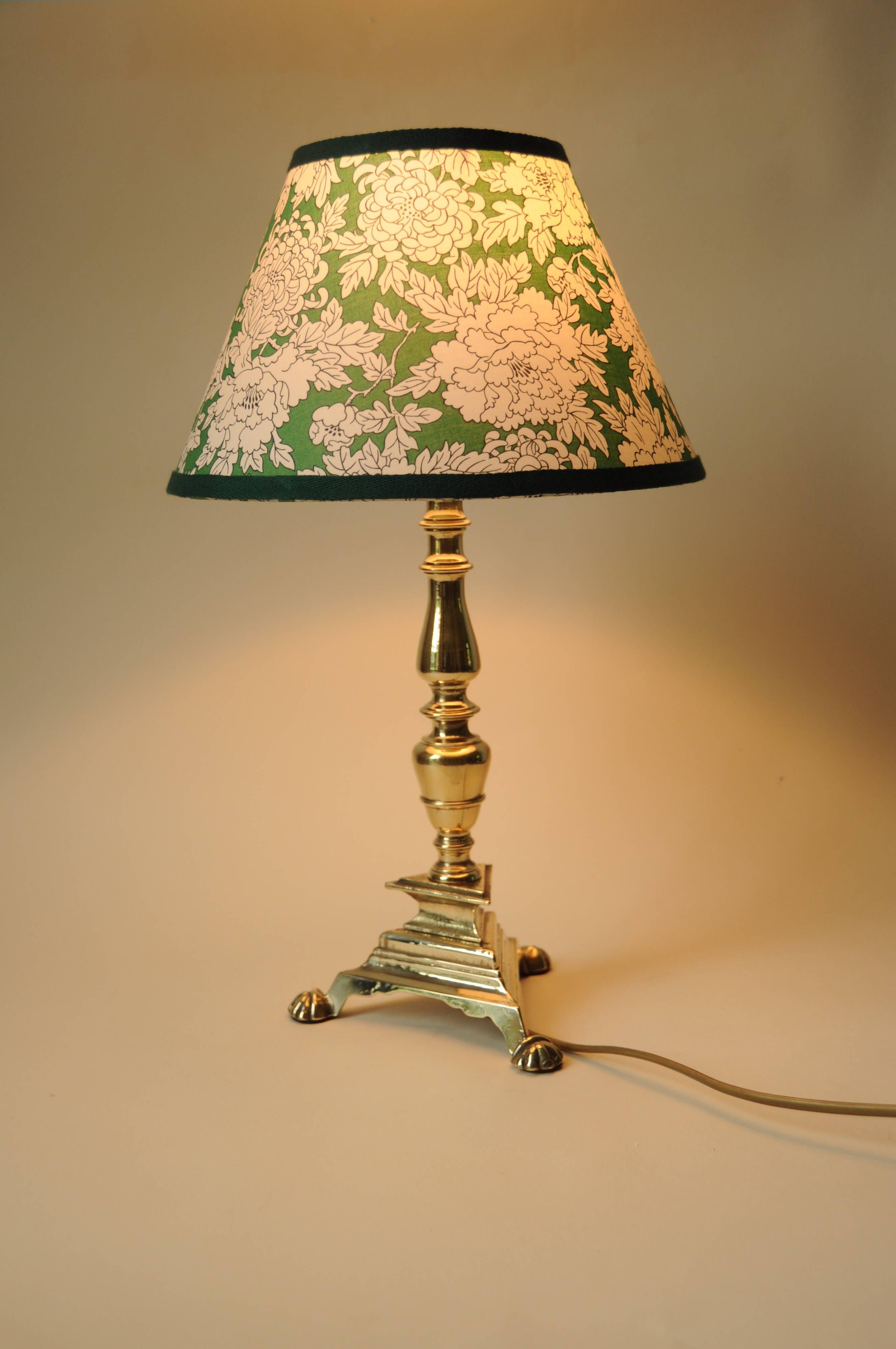 Brass Floor Lamp - Green Liberty Flower Shade