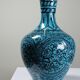 Covered vase or Persian jar, glazed Iznik pottery, vintage turquoise painted.