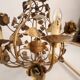 Chandelier hand-forged Hollywood Regency rose leaf decorations