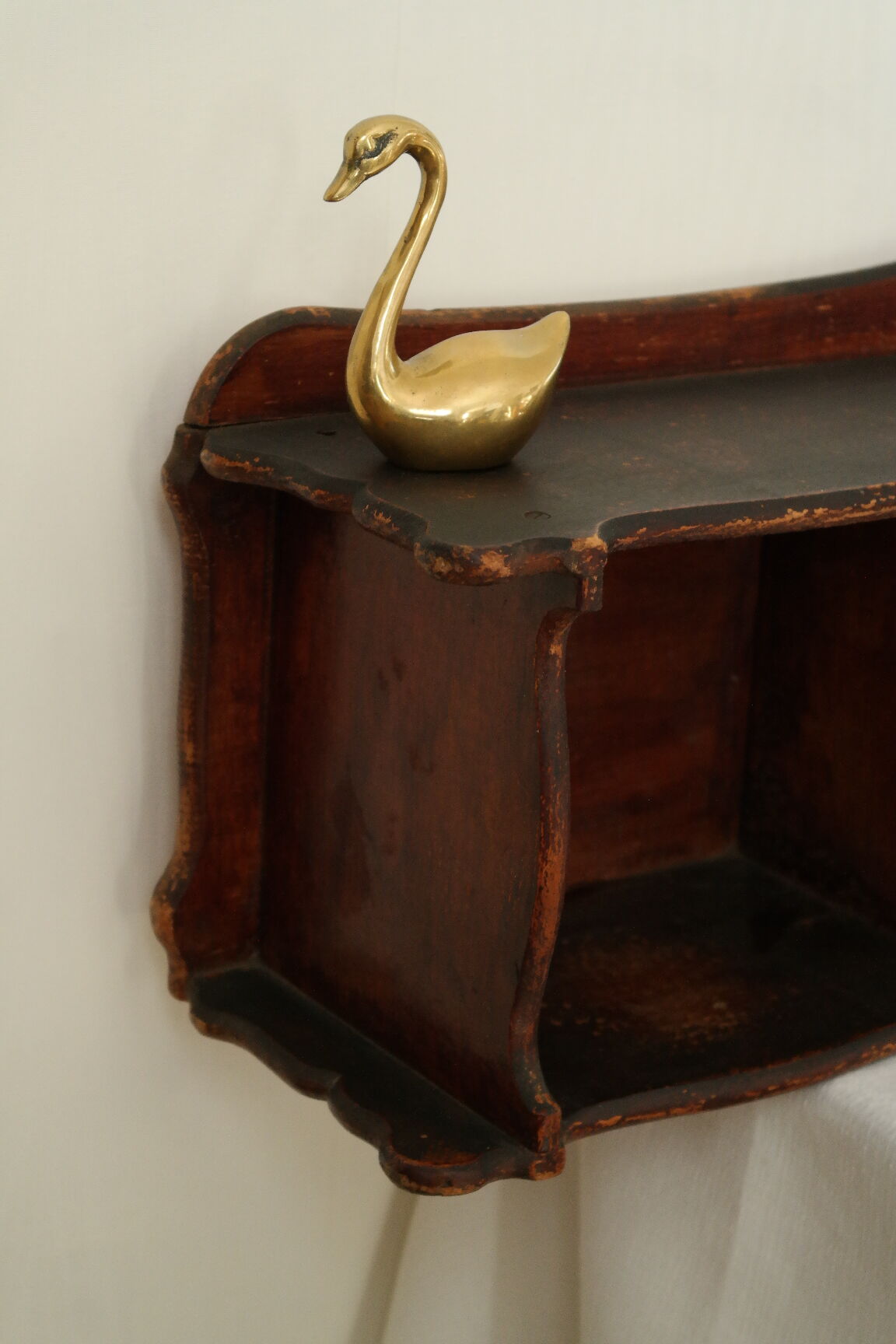 Old country wall shelf in beech wood