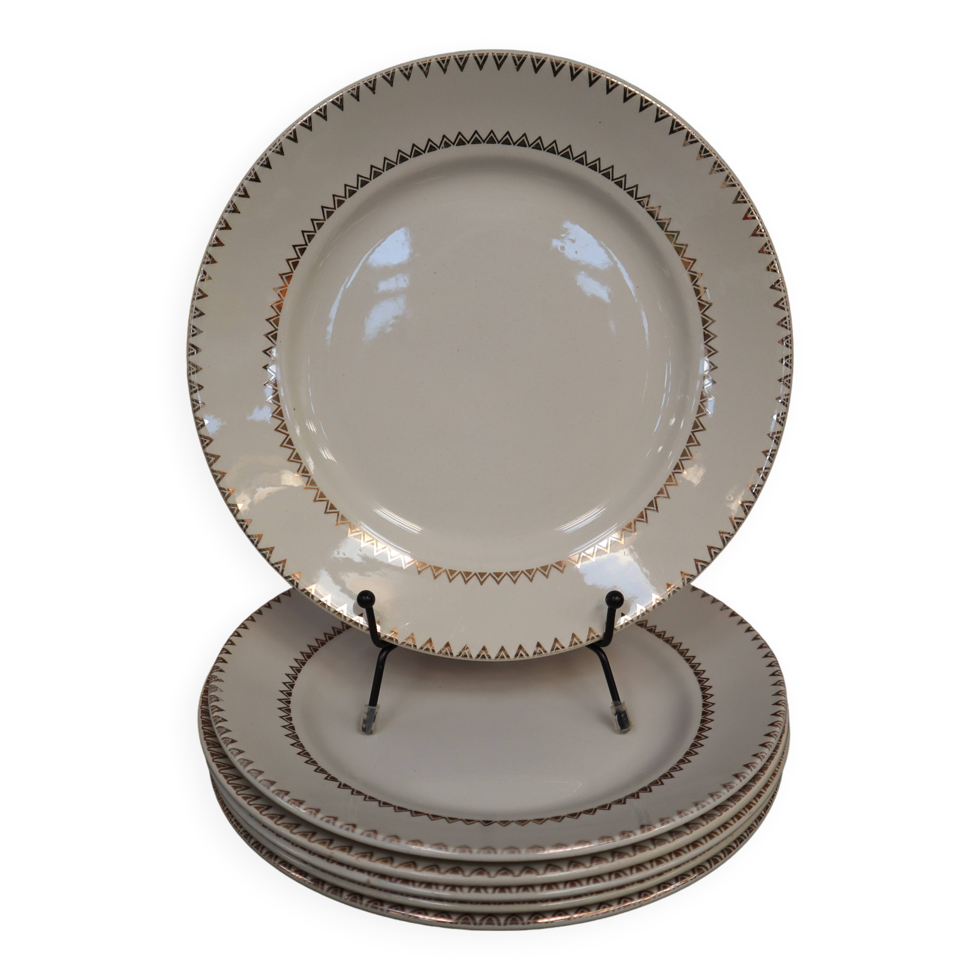 Set of 6 flat porcelain plates Golden Frieze