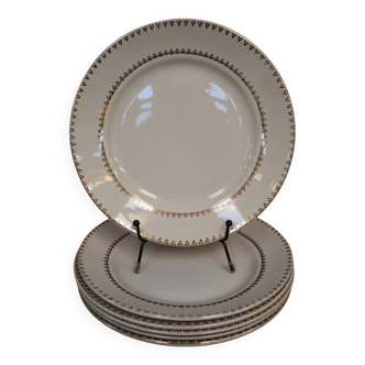 Set of 6 flat porcelain plates Golden Frieze