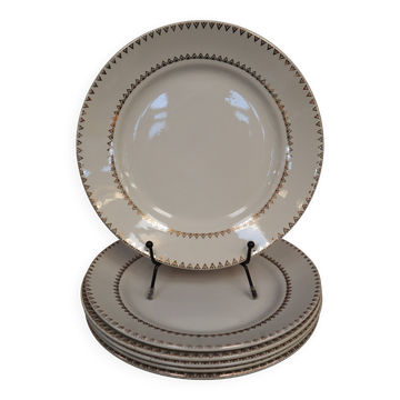 Set of 6 flat porcelain plates Golden Frieze