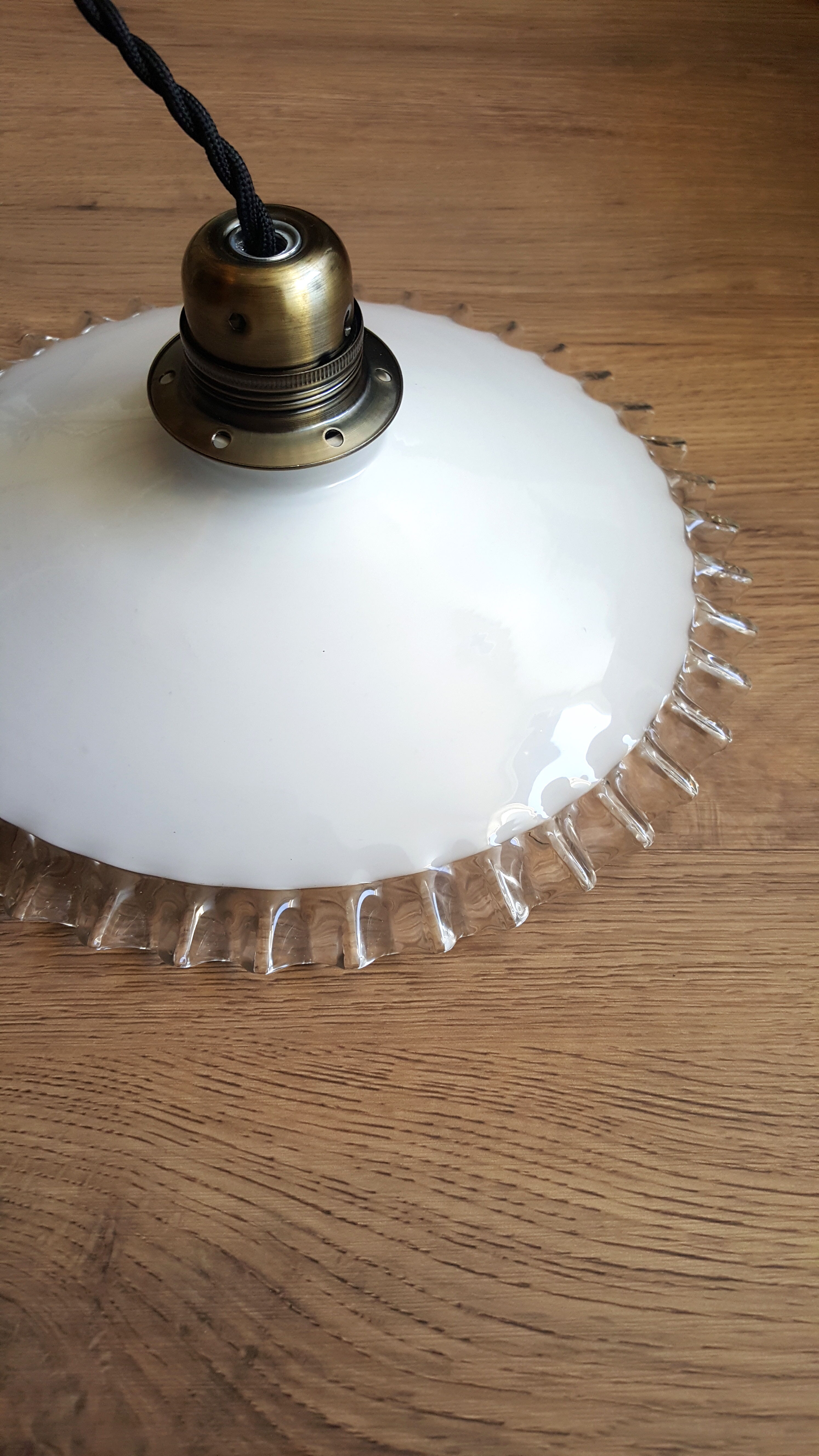 Vintage hanging lamp in white opaline