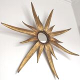 Mirror sun leaves gold metal 58cm